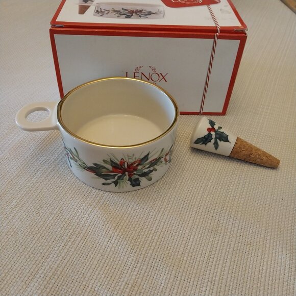 Lenox Holly Berry Holiday Wine Coaster And Stopper - Picture 4 of 6